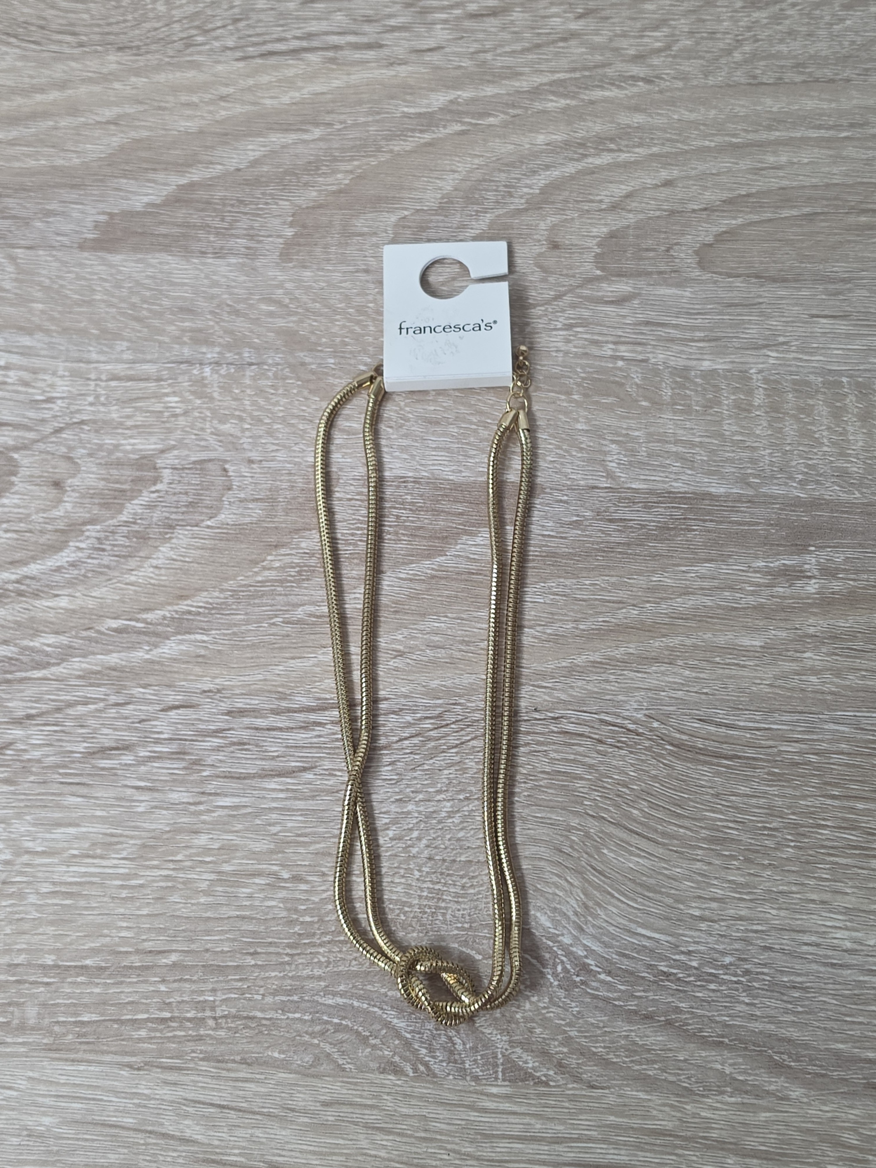 Francesca’s Fashion Jewelry Gold Double Tube Knot 17" Heavy Chain Necklace Nwt